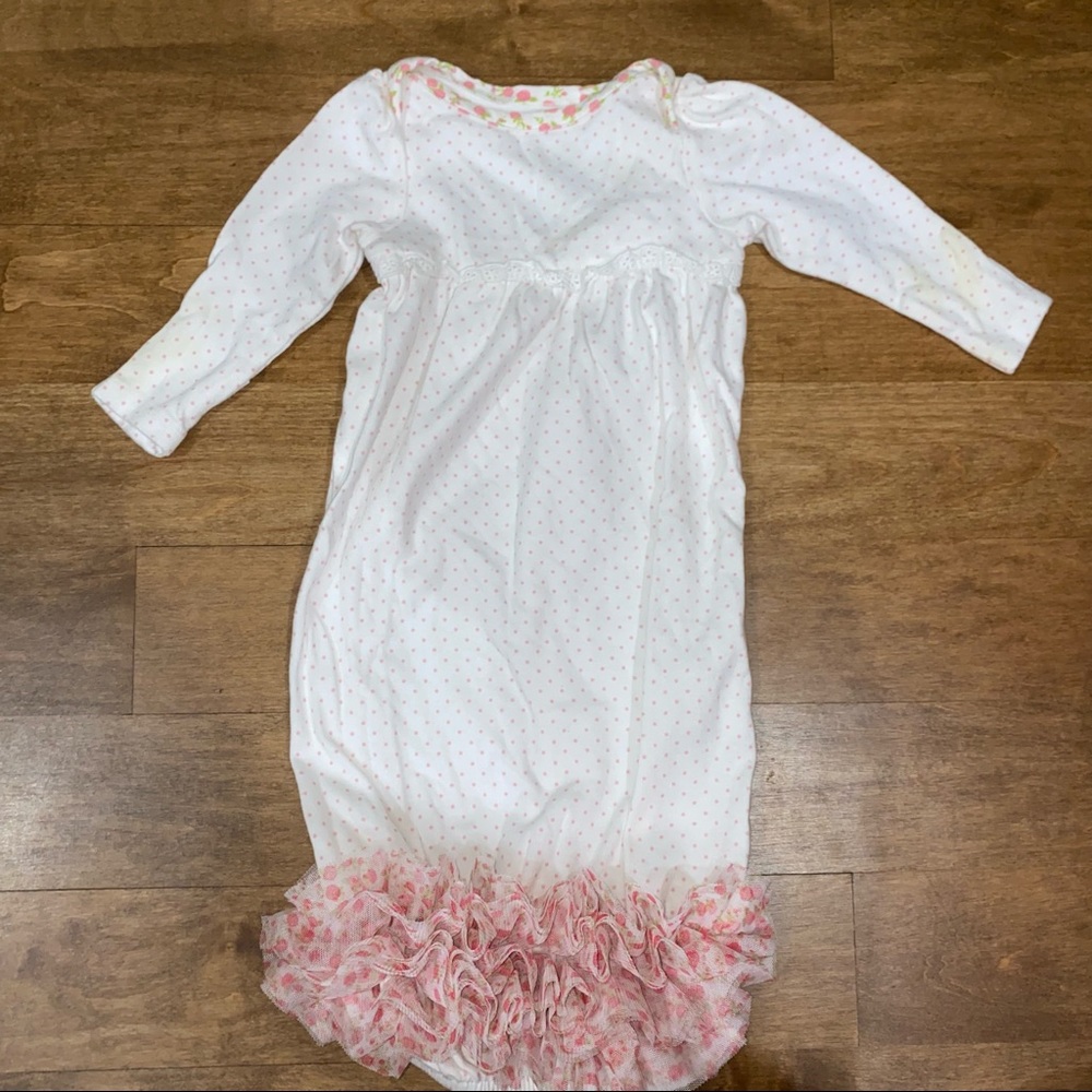 Long sleeve sleep suit dress with ruffles and no legs